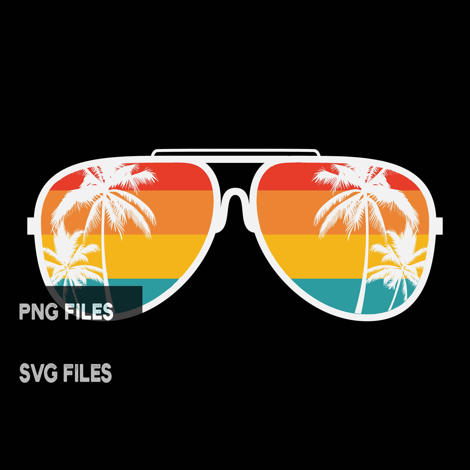 Beach Palm Tree Retro Sunglasses PNG and SVG Cut Files Clipart | Etsy