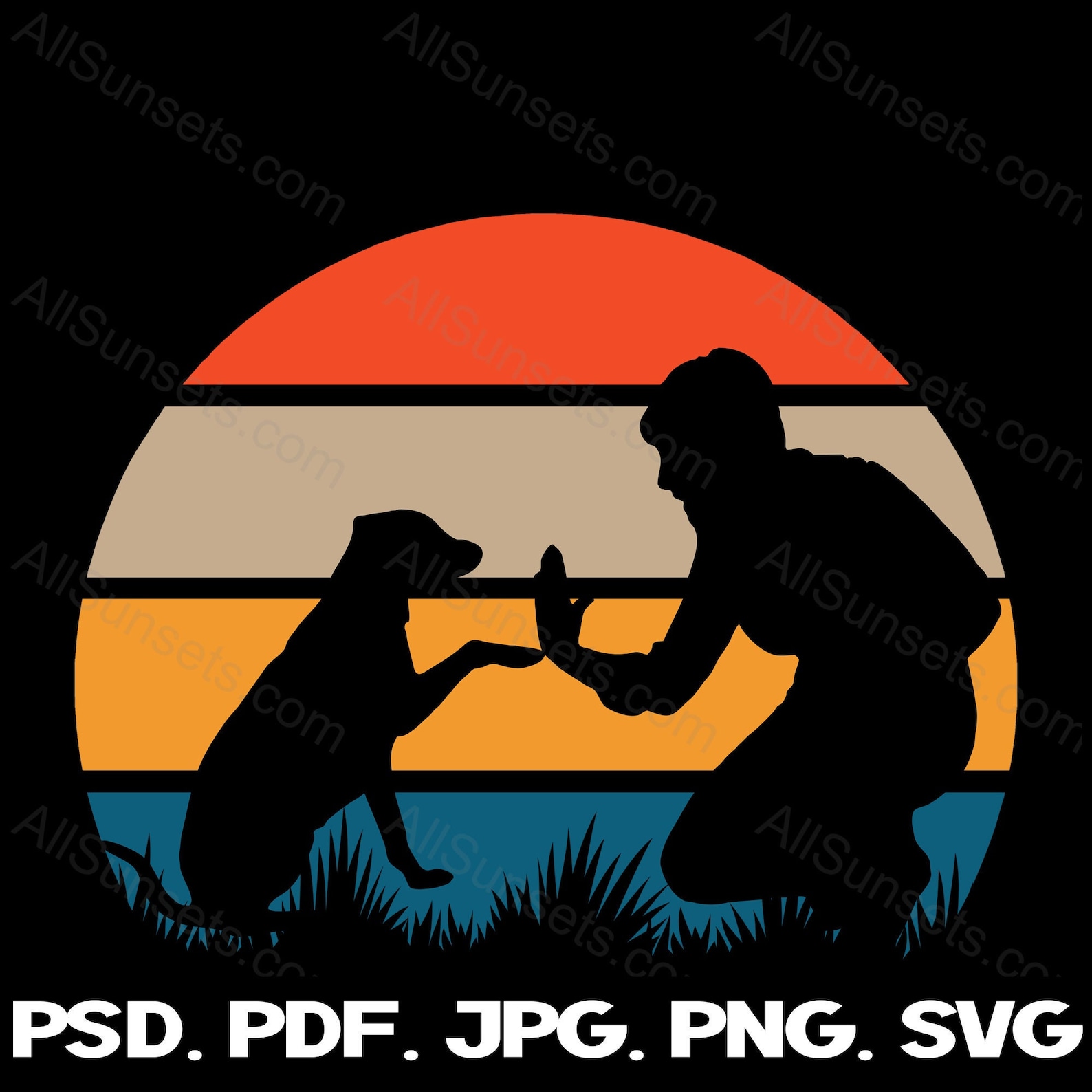 Dog Dad Retro Sunset Svg Png Jpg Pdf Psd File Types Father's Day Puppy ...