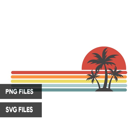 Vintage Retro Sunset Palm Tree, Stickers Graphic by tshirt_design ·  Creative Fabrica