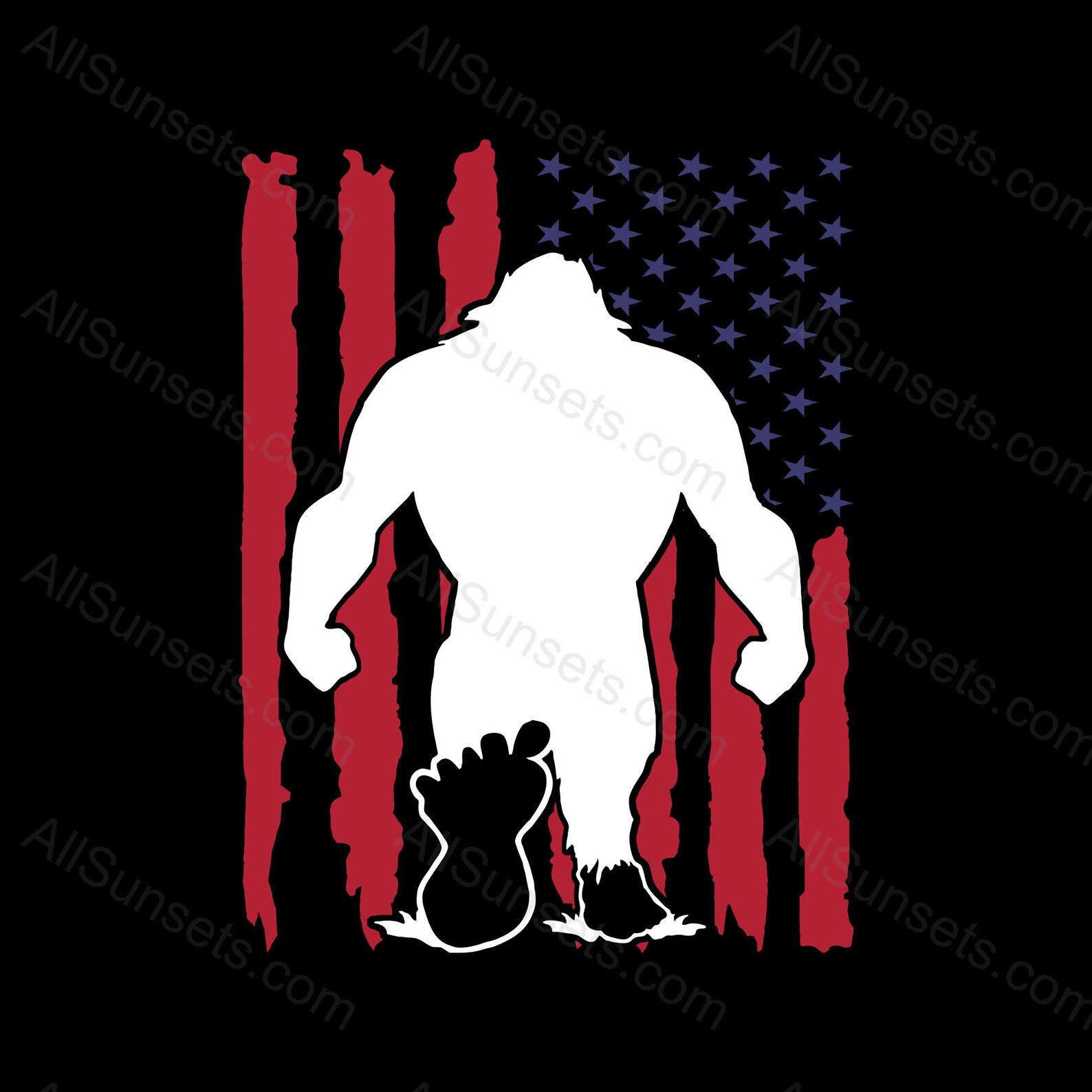 Bigfoot American Flag PNG JPG PSD Files Sasquatch Patriotic - Etsy