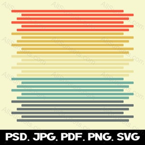 Retro Sunset Horizontal Bars svg png jpg psd pdf File Types Graphic Clipart Commercial Use or Print on Demand