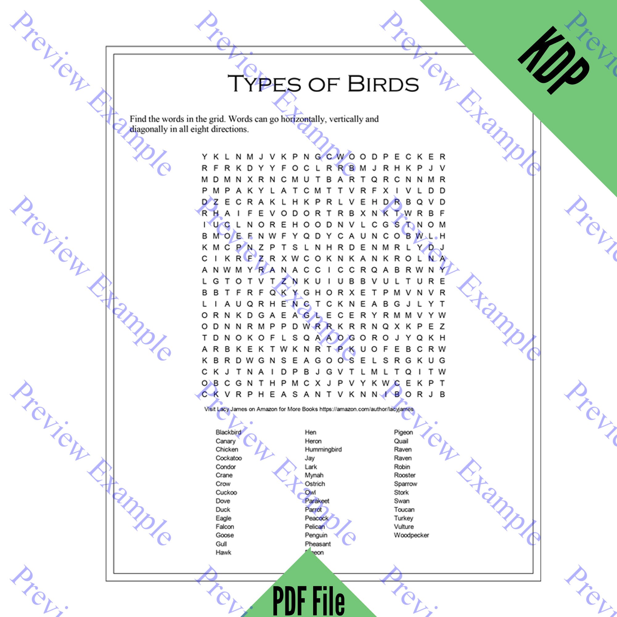 KDP Word Search Puzzle Pages 4 Sheets in PDF Format for Creating Word ...