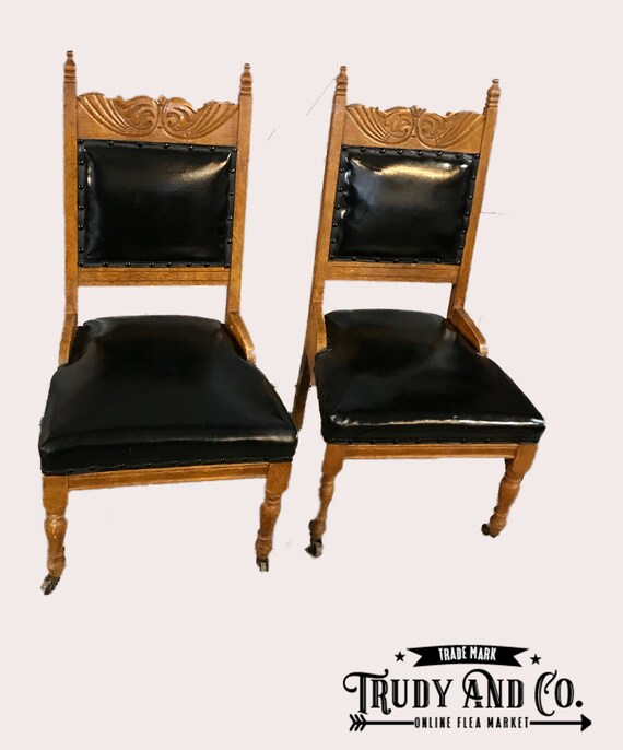 Antique Victorian 1800s Dining Chairs Pair Etsy