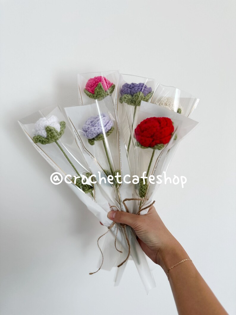 Individual Roses Crochet Crochet Forever Flowers Single Individual Rose or Sunflower • Handmade ...