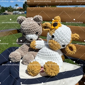 Floppy Friends Bear Cow Baby Gift Squishmallow • handmade crochet amigurumi plush toy