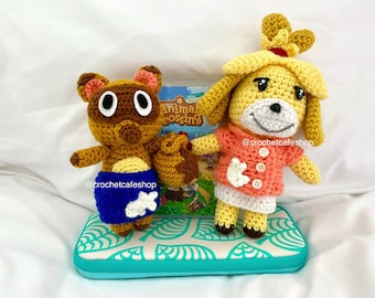 Animal Paths Crossing Waschbär Freunde Timmy Tommy Tom Glöckchen Blatt • handgemachtes gehäkeltes Amigurumi Plüschtier