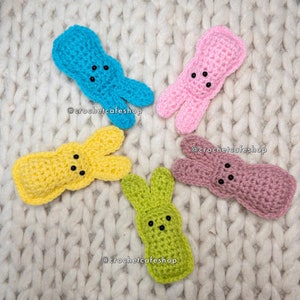 Flat Easter Bunny Marshmallow Peeps • handmade crochet amigurumi plush toy