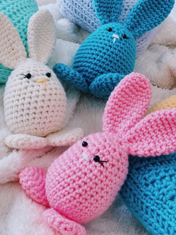 Easter Bunny and heart pillow \u2022 handmade crochet amigurumi plush toy