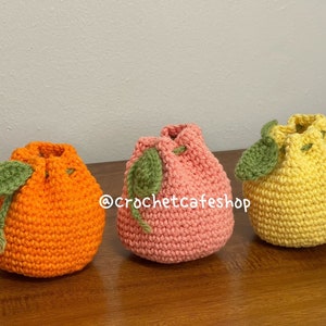 Lemon Grapefruit Orange Fruit Coin Drawstring Purse Bag Pouch • handmade coin purse bag pouch