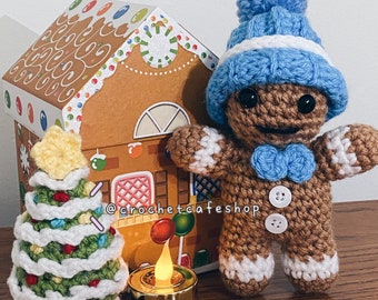 Christmas Gingerbread Cookie Man Christmas Tree Ornament • handmade crochet amigurumi plush toy