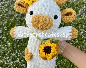 Squishy Sunflower Cow with Crossbody Squishmallow Crochetmallow • handmade crochet amigurumi plush toy