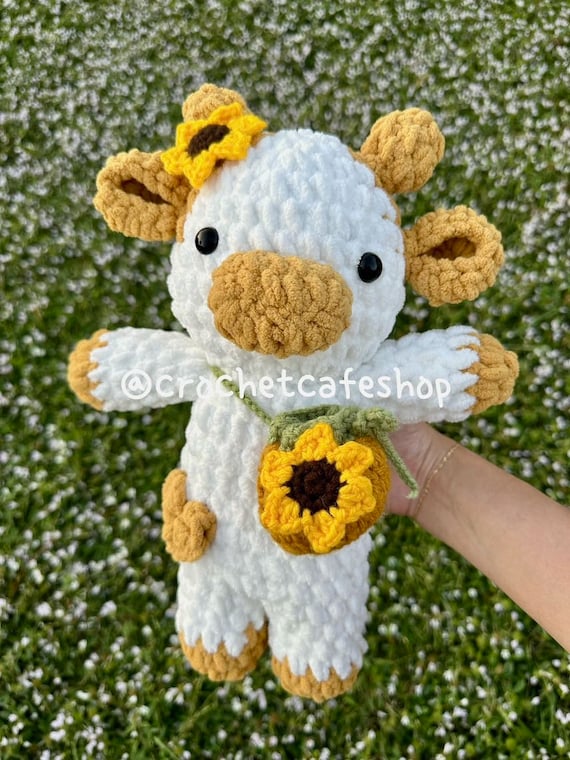 Squishy Sunflower Cow With Crossbody Squishmallow Crochetmallow Handmade  Crochet Amigurumi Plush Toy 