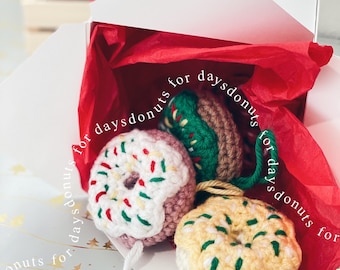 Christmas Donuts Gingerbread Man Ornaments • handmade crochet amigurumi plush toy
