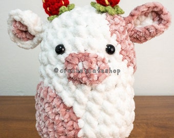 Squishy Strawberry Cow Squishmallow Crochetmallow • handmade crochet amigurumi plush toy