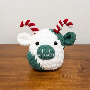 Squishy MINI Christmas Candy Cane Cow Squishmallow Crochetmallow • handmade crochet amigurumi plush toy