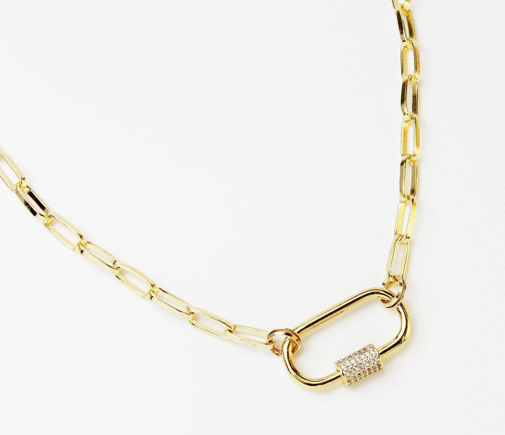 18KT Gold Filled Thick loop Paperclip Chain Necklace with Etsy