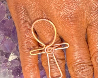 Copper  Ankh Ring