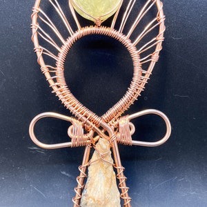Congo Citrine Crystal Copper Ankh
