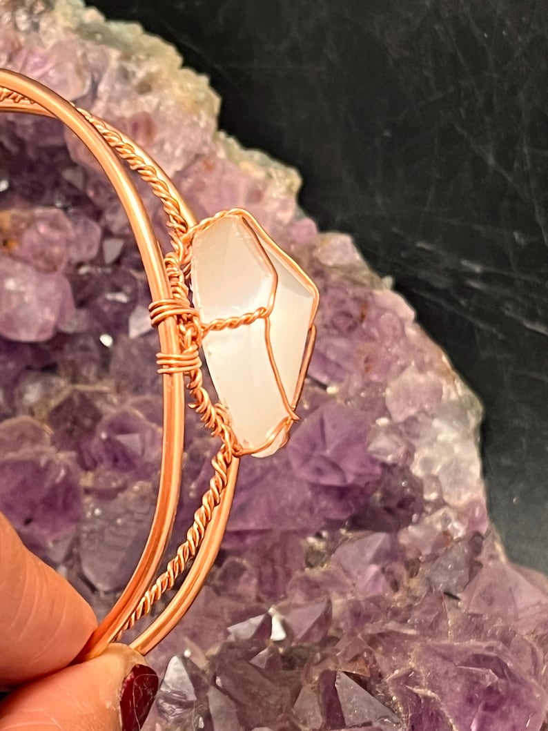 selenite copper wire wrapped bracelet