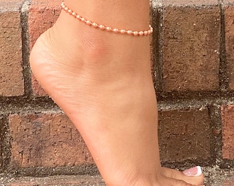 Copper Bead Chain Anklet 4.2 mm