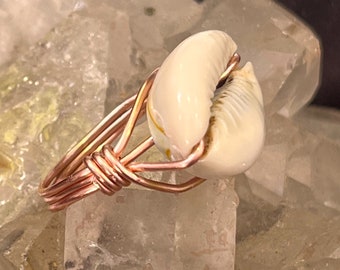 Cowrie Shell Handmade Copper Bead Ring