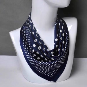 Dots (navy) Small Square  Mulberry Silk Scarf