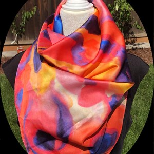 Dazzling Color Blocks--Chinese Mulberry Silk Hand Rolled Scarf