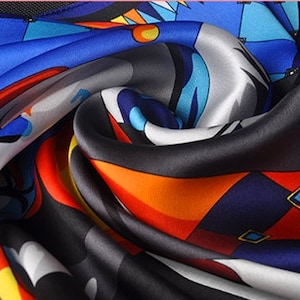Face cosplay (blue) Small Square  Mulberry Silk Scarf