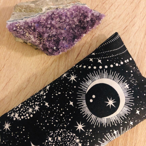 Glow-in-the-dark Flax Eye Pillow “CLEO” with removable cover | Option to be infused with Healing Crystals & Reiki