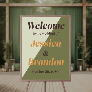 70s Welcome Sign Template/Avocado Wedding Sign Printable/Retro Wedding Sign/Retro Wedding Sign/Corjl Instant Download/Retro Welcome Sign