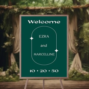 Modello di cartello di benvenuto foresta sognante/Segnaletica per matrimonio verde foresta 24x36/Segnale di benvenuto verde/Modello di cartello retrò/Segnale verde foresta 18x24