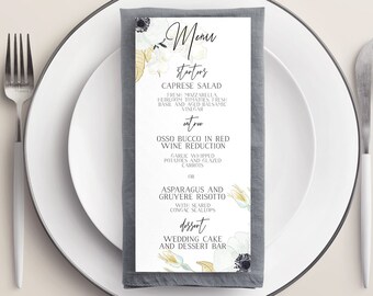 Wedding Menu Template/Editable Retro Wedding Menu Printable/Wedding Menu Cards/Instant Download Menu Template/Wedding Menu Download/ Corjl