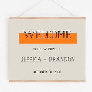 Printable Wedding Sign Template/Welcome Wedding Sign Download/Editable Retro Orange Welcome Sign/DIY Wedding Welcome Sign/Wedding Signage image 3