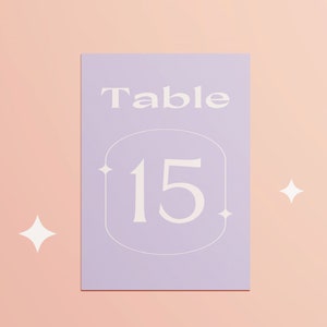 Table Number Template, Dreamy Lilac , Lavender Wedding Table Number Sign, Editable Text, Instant Download, Corjl, Table Numbers Printable image 2