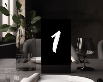 Dramatic Black Table Number Template, Table Number Sign, Industrial Table Number, Editable Text, Instant Download, Table Numbers Printable