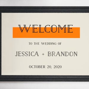 Printable Wedding Sign Template/Welcome Wedding Sign Download/Editable Retro Orange Welcome Sign/DIY Wedding Welcome Sign/Wedding Signage image 5
