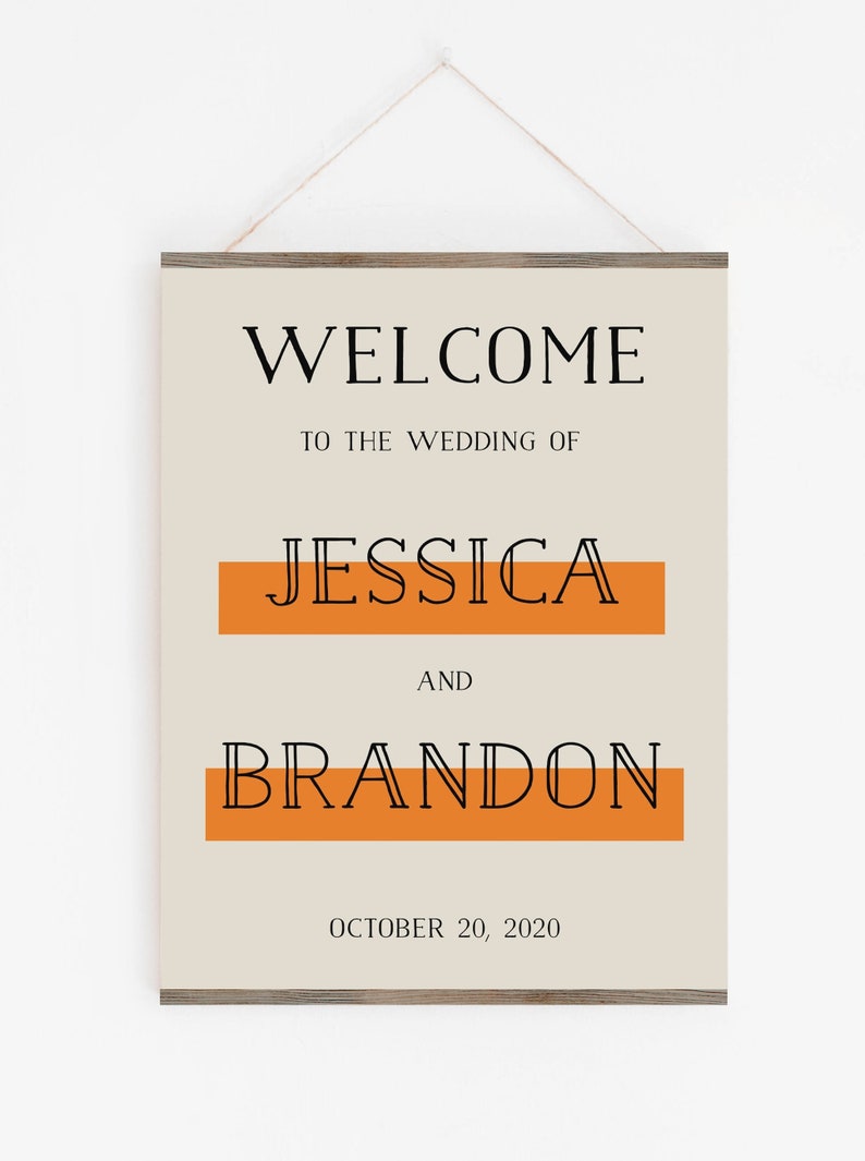 Printable Wedding Sign Template/Welcome Wedding Sign Download/Editable Retro Orange Welcome Sign/DIY Wedding Welcome Sign/Wedding Signage image 4
