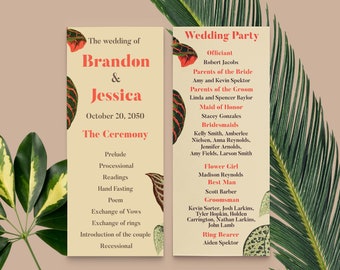 Vintage Botanical Wedding Program Template: Retro 70s Design (Instant Download)