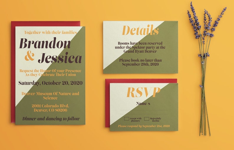 70s Wedding Bundle/ Invitation Suite/ Retro Wedding - Etsy España