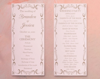 Pink French Wedding Program Template: Elegant, Editable (Instant Download)