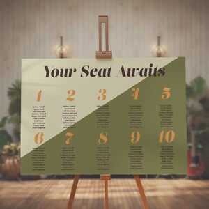 Editable Retro Wedding Seating Chart Template (Instant Download)
