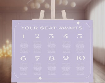 Dreamy Lilac Seating Chart Wedding Template/Self-Editing Seating Chart/Printable Wedding Seating Chart/DIY Wedding Seating Chart/