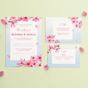 Kirschblüten-Hochzeitseinladungspaket: Pink Sakura Design (Digitaler Download)