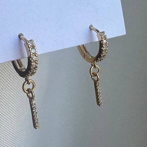 Gold Diamond Crystal Drip Huggie Earring 14kt Gold Fill Drip Gold Vermeil Dripping Huggie Earrings Romantic Valentines Day Gift Bridesmaids