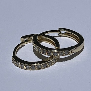 14kt Gold Filled Crystal Huggie Earrings White Gold Rhinestone Hoops Gold Hoop Gold Fill Hoop Earrings Silver Wedding Bridesmaid Gift