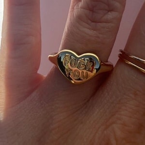 14kt Gold Fill "Fuck You" Heart Ring