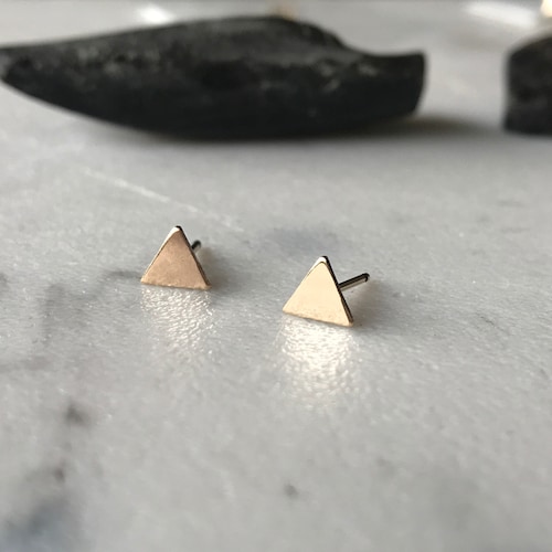 Triangle Oxidized Silver Studs Geometric Earrings Etsy