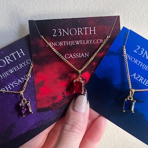 Official Gold Fill SJM ACOTAR TOG Crescent City  Rhysand Azriel Rowan Crystal Necklace & Earring Set | Bookish Jewelry Set