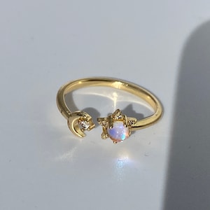 Bague officielle Starfall | ACOTAR Or Diamant Lune Étoile Bague Or Lune Boucle D&#39;oreille Cadeau Bijoux Croissant Ville Bague ACOMAF Trône de Verre SJM