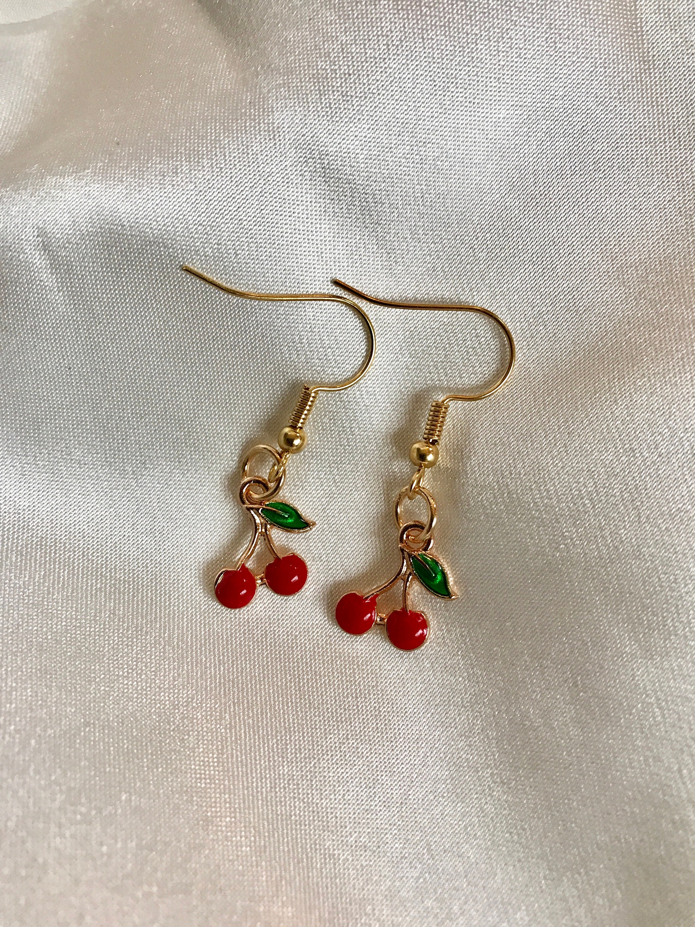 14kt Gold Cherry Earrings Handmade Earrings Gold Cherry Etsy
